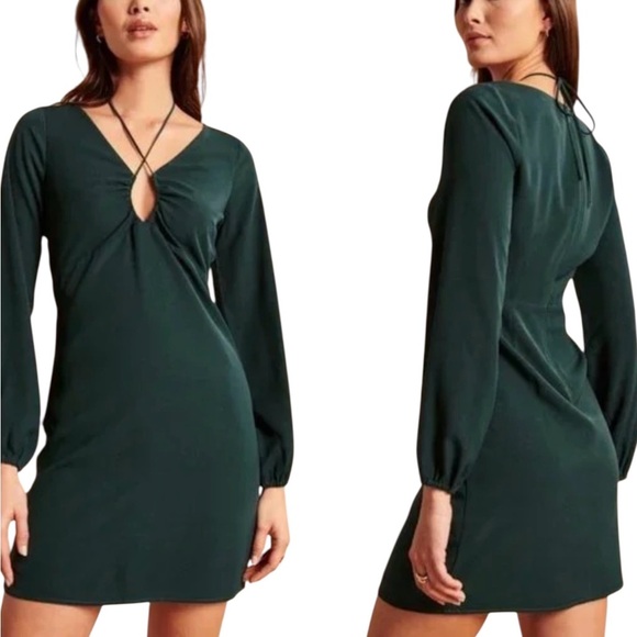 Abercrombie & Fitch Deep Green Long Sleeve Dress - Picture 1 of 11